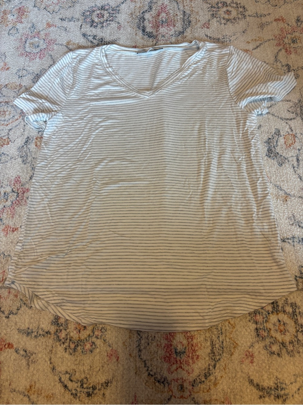 White and Grey Striped Green Envelope T-Shirt